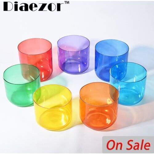 All 6 inch 7 Kinds of Colored(Red,Orange,yellow,green...) Clear Chakra Quartz Crystal Singing Bowl
