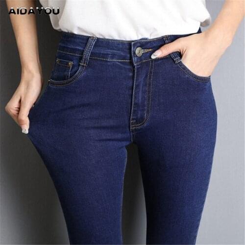 Womens Stretch Jeans Super Elastic High Waisted Boy Friend Denim Pants Good Stretchy Trousers All Size Support ouc552