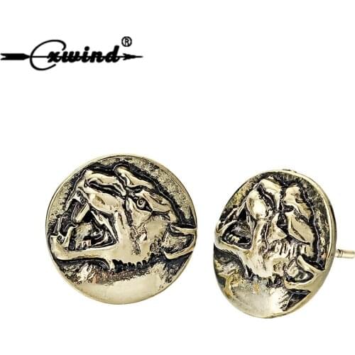 Cxwind Retro 3D Wolf Statement Earrings for Women Man War Wolf Head Stud Earrings Fashion Metal Earrings Jewelry Wholesale