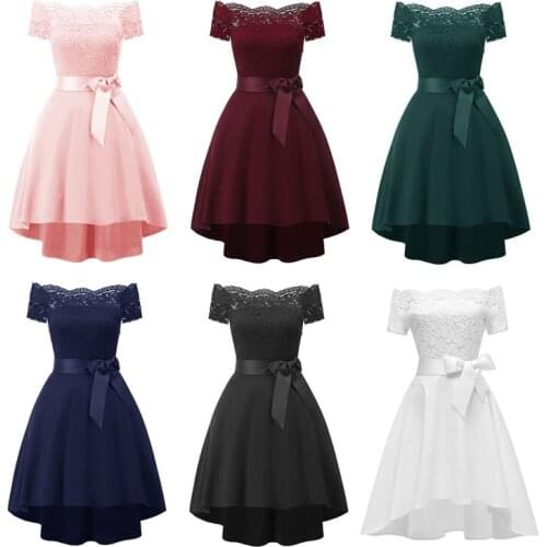 2021 New Vintage Lace Dress Slash Neck Tulle Midi Chic Retro Swing Party Clothing Womens Sexy Summer Irregular Maxi Dresses