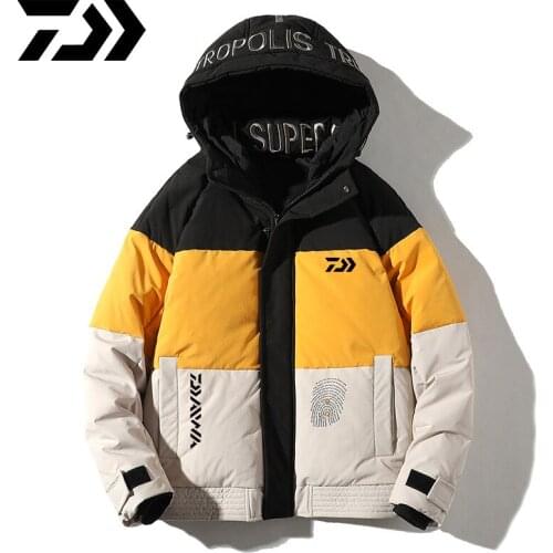 Daiwa Winter Jacket Mens Quality Thermal Thick Coat Snow Fishing Clothes Daiwa Warm Outwear Fishing White Duck Down Jacket