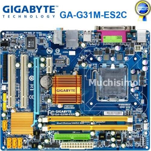 100% Original Motherboard for Gigabyte GA-G31M-ES2C DDR2 LGA 775 Solid-state Integrated G31M-ES2C Desktop Mainboard Used