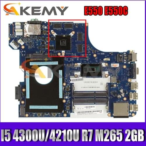 Akemy AITE1 NM-A221 For Lenovo ThinkPad E550 E550C Laptop Motherboard 00HT588 CPU I5 4300U/4210U GPU R7 M265 2GB Work