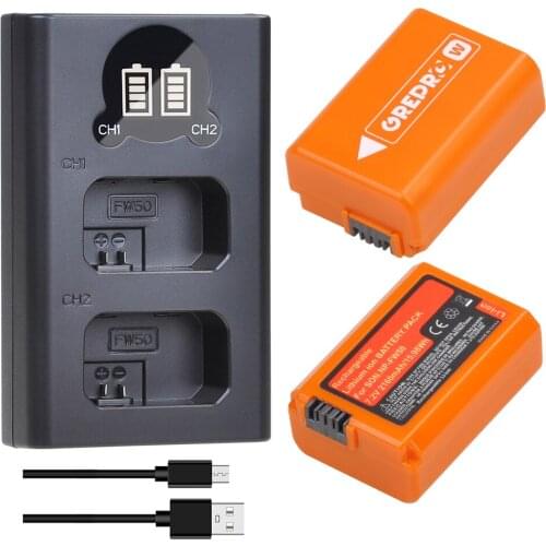 NP-FW50 Battery with Charger for Sony NP FW50 Battery A6000 A6300 NEX-3N DSC-RX10 SLT-A55V A3000 A5000 A6500 A6300 Nex-3 Camera