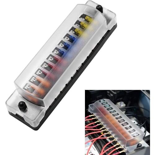 Jtron 6 way/12 way car fuse box for ATO/ATC 1-20A fuse DC 32V M5 screw type connector fuse holder with fuse