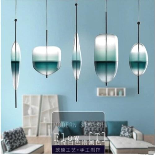 Postmodern simple gradient color glass led dining room lamp hotel bar dining room design decorative Chandelier