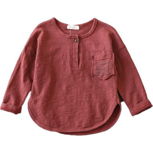 2018 Spring and Autumn Children Boys T Shirt Long Sleeve Kids Tees Tops Loose Casual Bamboo Cotton Girls T shirts 3-11Y BC210