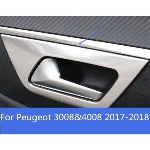 For Peugeot 3008&4008 2017-2018 ABS Matte Inner Car Door Handle Bowl Cover Interior Decoration Trim Car Styling Accessories 4pcs