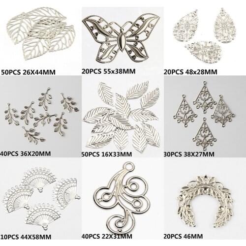 Filigree Crafts Hollow Leaves Embellishments Wraps Connectors Metal Crafts Connector For DIY Handmade Jewelry Making Accessories