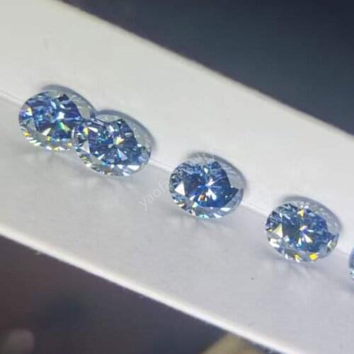 Blue Moissanite 1CT Carat Oval Shape Moissanites Stone Beads For Grade Test Positive Lab Diamond With GRA Certificate