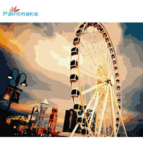 Paintmake Landscape DIY Paint By Numbers Ferris wheel Oil Painting On Canvas Home Wall decoration Paintings Adult Kids