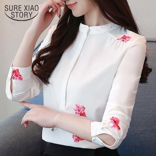 Fashion Woman Blouses 2021 Print Women Blouse Shirt Office Blouse Women Plus Size White Blouse Long Sleeve Women Shirts 1042 40