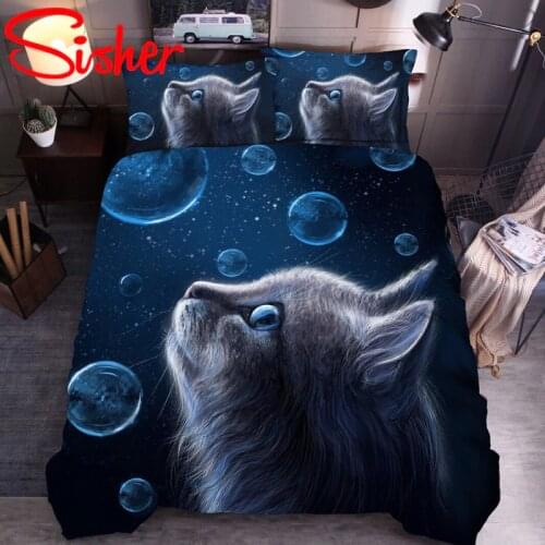 3D Printed Bedding Set Adult Kids Cat Pattern Duvet Cover Set Double Queen King Size Bedclothes Modern Cute Bed Linen (No Sheet)