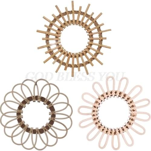 Rattan Round Makeup Mirror Innovative Art Decoration Dressing Bathroom Wall Hanging Mirrors Crafts Drop Shipping