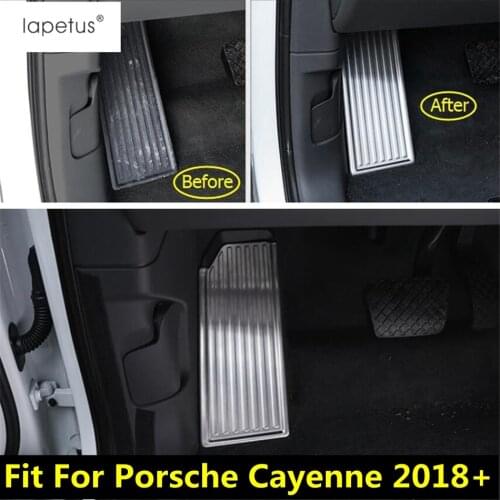 Lapetus Accessories Fit For Porsche Cayenne 2018 - 2021 Left Foot Rest Pedal Pad Plate Footrest Panel Molding Cover Kit Trim