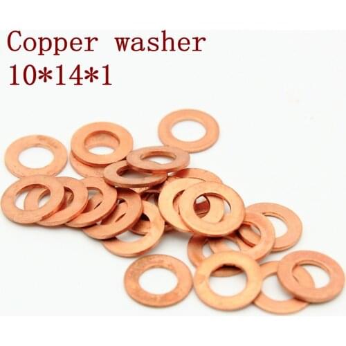 Copper Flat Washer 10*14*1 Seal Gasket inner diameter 10mm Sealing Ring Thin Sheet T3 Red copper washer