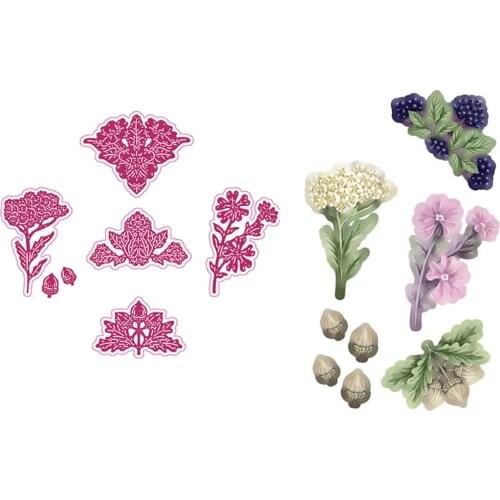 Woodland Wild Flowers Metal Cutting Dies Scrapbook Diary Decoration Stencil Embossing Template DIY Greeting Card Christmas 2021