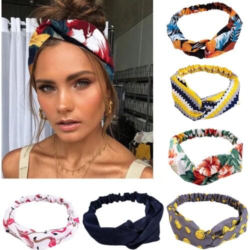 Fashion Women Girls Four Season Make Up Hair Bands Print Headbands Retro Cross Turban HairBand Casual Bandage Bandanas Headwear