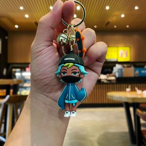 Cartoon doll doll skateboard girl key chain small gift trendy bag pendant creative pendant key chain pendant