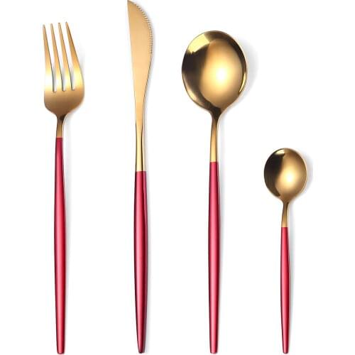 24pcs Gold Dinnerware Set Food Grade Stainless Steel Luxury Tableware Set