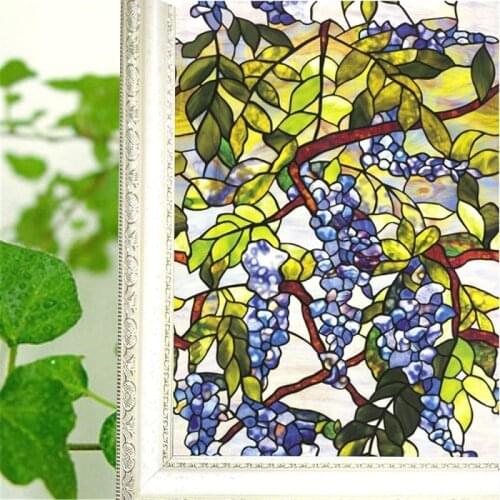 Stained Grape Glass Sticker Static Cling Thermal-Insulation Privacy Protection ReusableRemovable Home-Decoration Tint-Film