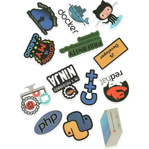 50pcs/set Linux Programming Language Stickers Cute Sticker Jave Js PHP Python Geeks Stationery Sticker Computer DIY Tools