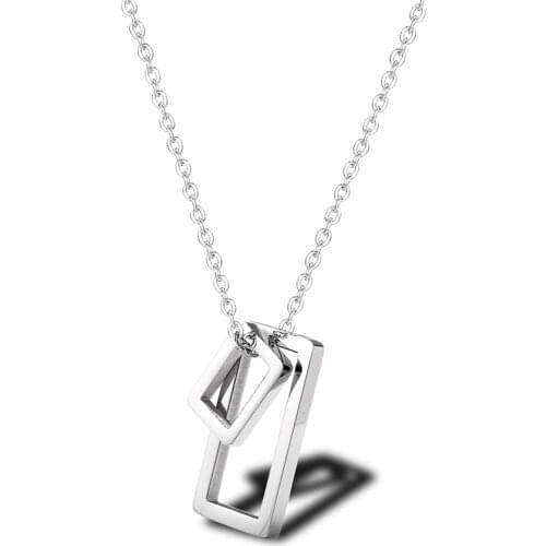 RIR Minimalist Hollow Double Rectangle Necklace Geometric Accessories Creative Design Jewelry Necklace Send Friends Daily Gifts