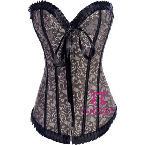 New Gothic Clothing Trainer Suit Women Push Up Burlesque Corset Bustier Top Overbust Corselet Corselete corpetes e espartilhos