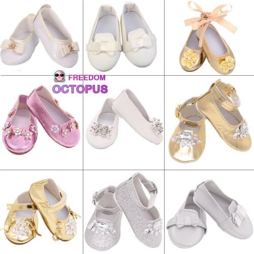 7.5cm Delicate Doll Shoes Fit 43cm New Born Doll Mini High-quality Leather Shoes Accessories For 18 Inches American Dolls Gifts