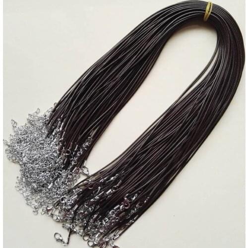 Wholesale 1.5mm brown Wax Leather Cord Necklace Rope 45cm Chain Lobster Clasp DIY Jewelry Accessories 100pcs/lot Fast Ship