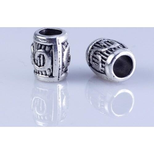 Wholesale 50pcs silver plated round beads Big Hole Beads Fit style Bracelet Skull European hole 4.5mm