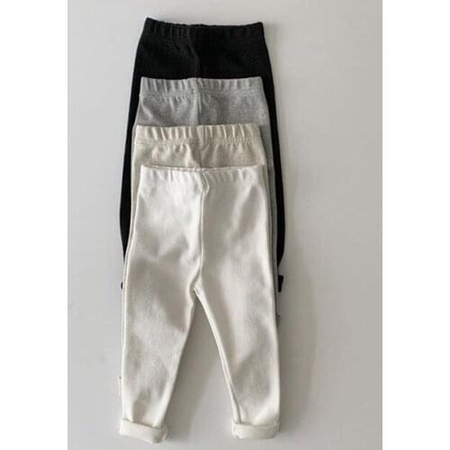 2020 autumn childrens wear new girls fashion slim cotton solid color stretch casual leggings