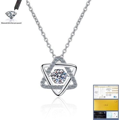 925 Silver Round Excellent Cut 0.5-1 ct Good Quality Pass Diamond Test Moissanite Pendant Necklace Classic Wedding Chain