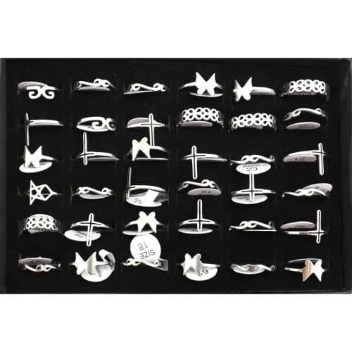 Simple Fashions Unibody Design Full Stainless steel Rings Mixed Styles 36pcs/lot
