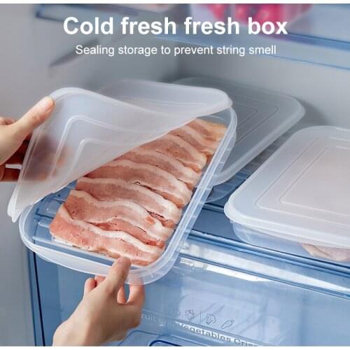 Transparent Storage Box Fish And Meat Frozen Preservation Box With PE Soft Cover Food Organizer Kitchen Accessories Refrigerator