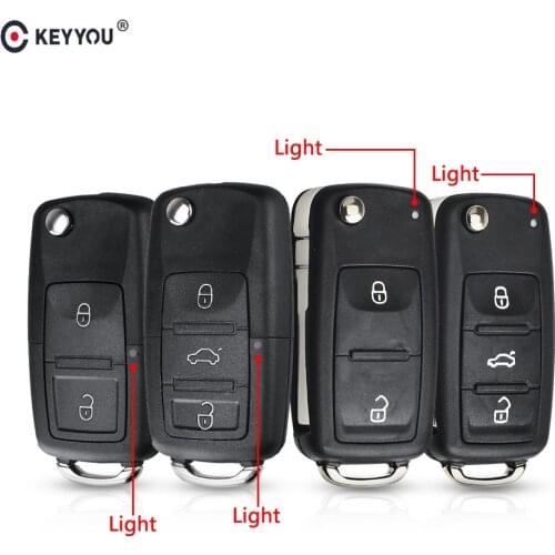 KEYYOU 20PCS 3 buttons Folding Car key Switchblade Key Flip key Shell for VW polo passat b5 Tiguan Golf VOLKSWAGEN Seat Skoda