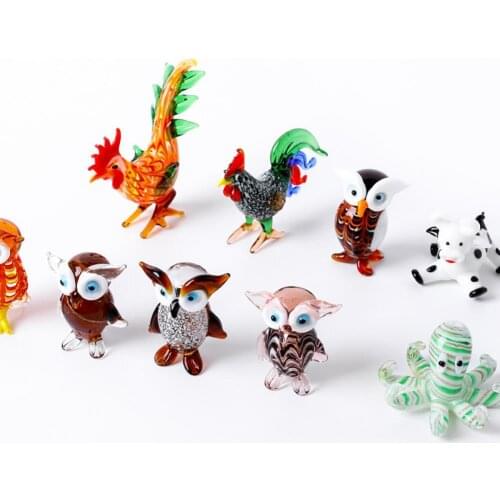 1 Pcs Chinese Style Animals Glass Ornament Decoration Creativity 9 Styles Rooster Owl Octopus Shape Living Room Tabletops Decor