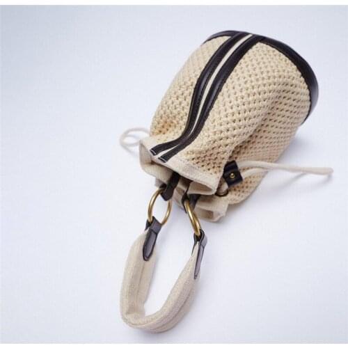 2021 Womens Handbag Leisure Summer Beach Shoulder Bag Bali Patchwork Large Straw Bucket Bag Designer Hand Knitted