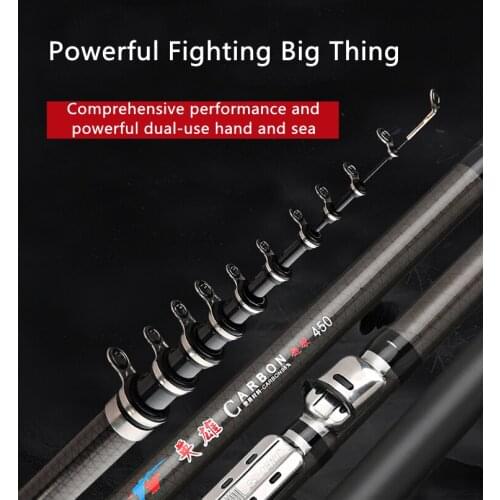 Telescopic carbon fishing rod 2.7m 3.6m 4.5m 5.4m 6.3m Ultra-light rock fishing rod Telescopic rotating rod fishing rod