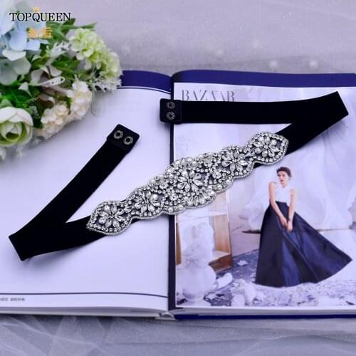 TOPQUEEN S94 Rhinestone Elastic Belt Luxury Full Crystal Female Waistband Women Belts for Black Formal Dress Jewelery Belt