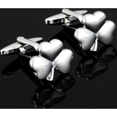 High Quality silvery Clover Luckly Cufflinks for menscuff links Classic Design Cufflink Novelty Gift Brand Jewelry