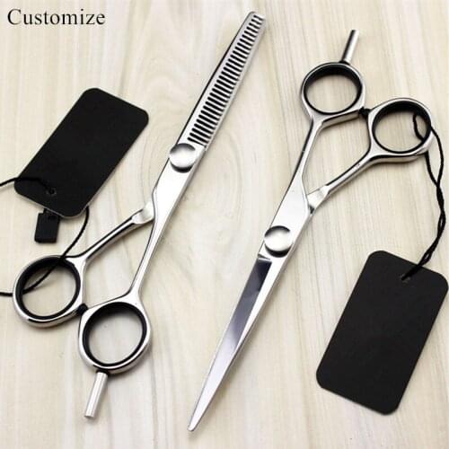 Customize japan steel 5.5 & 6 inch cut hair salon scissors cutting barber makas scissor Thinning shears hairdressing scissors