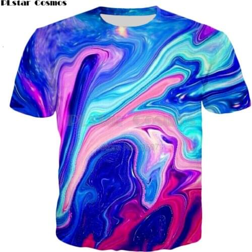YX GIRL 2018 summer New Fashion Mens Womens t-shirt psychedelic swirl of vibrant colors 3d Print casual Cool T shirts