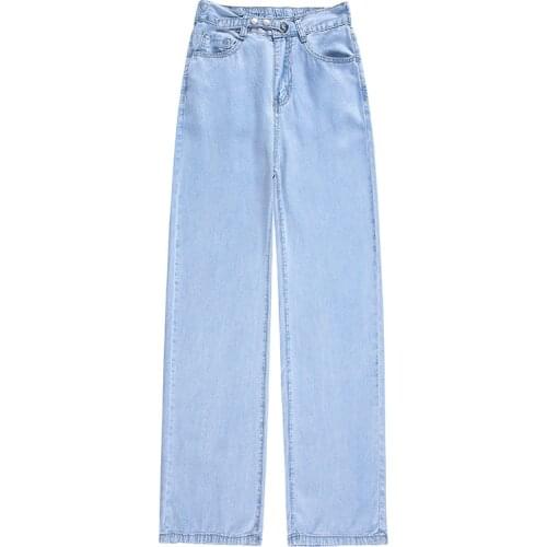 2021 Jeans for Women Silk Cotton Fabric Ultra-Thin Summer WomenS Jeans Wide-Leg Streetwear Ladies Trend Baggy Jeans XXL