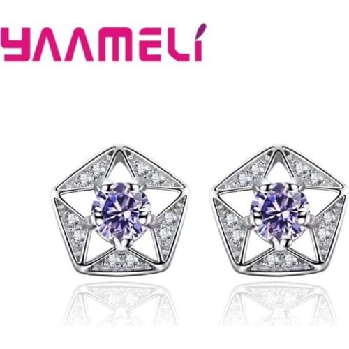 Hot Sale Sparking Earrings For Woman Luxury 925 Sterling Silver Flower Stud Earring Party Jewelry For Girls