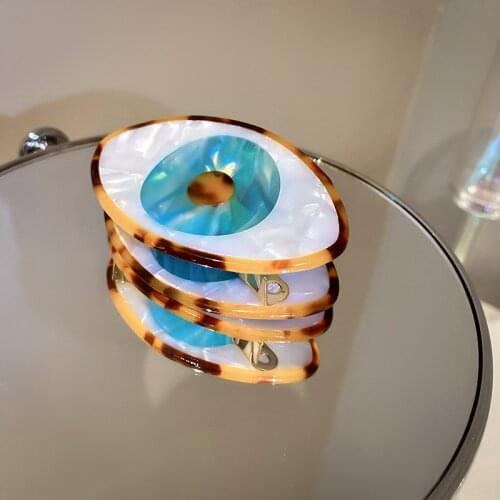 Origin Summer Statement Contrast Blue Eye Shark Hair Clips for Women Oval Geometrical Resin Wedding Hair Accessories Jewelry
