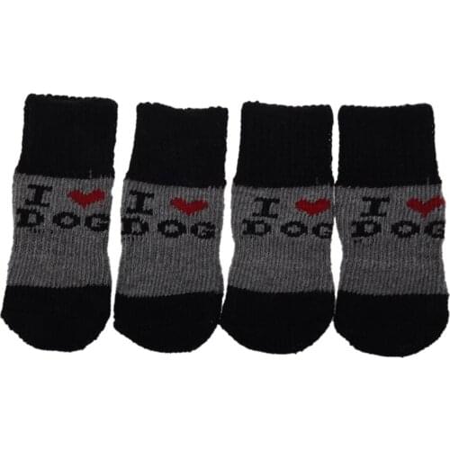 Winter Ribbed Hem Acrylic Shoes Wear Socks for Pet Dog
