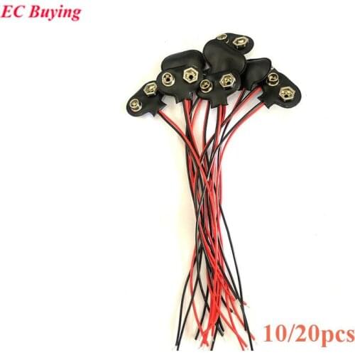 10pcs DC 9V Battery Button Power Cable Battery Buckle Snaps Power Clasp Cable Wire Connector 15cm 150mm