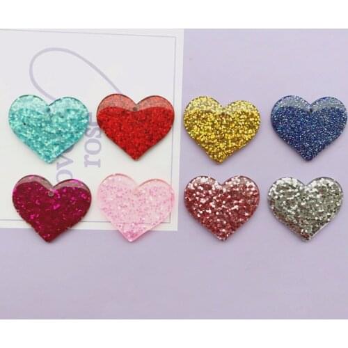 10pcs 32*36mm shiny heart charms resin charms necklace pendant keychain charms for DIY decoration