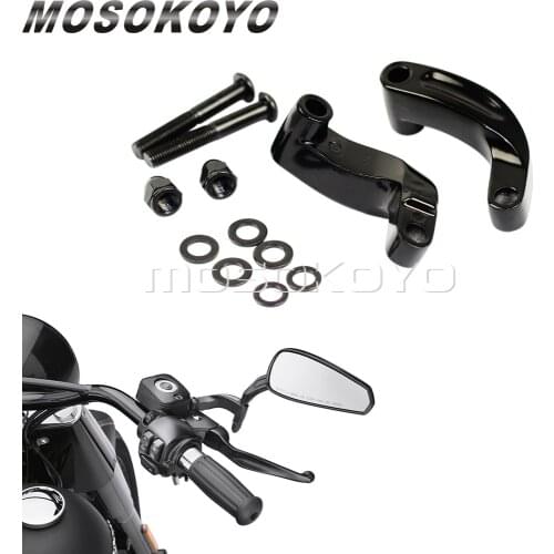 2pcs Mirrors Relocation Extension Adapter Adaptors Kit for Harley Softail Fat Boy Slim FLS 2006-2014 Wide Glide Street Fat Bob